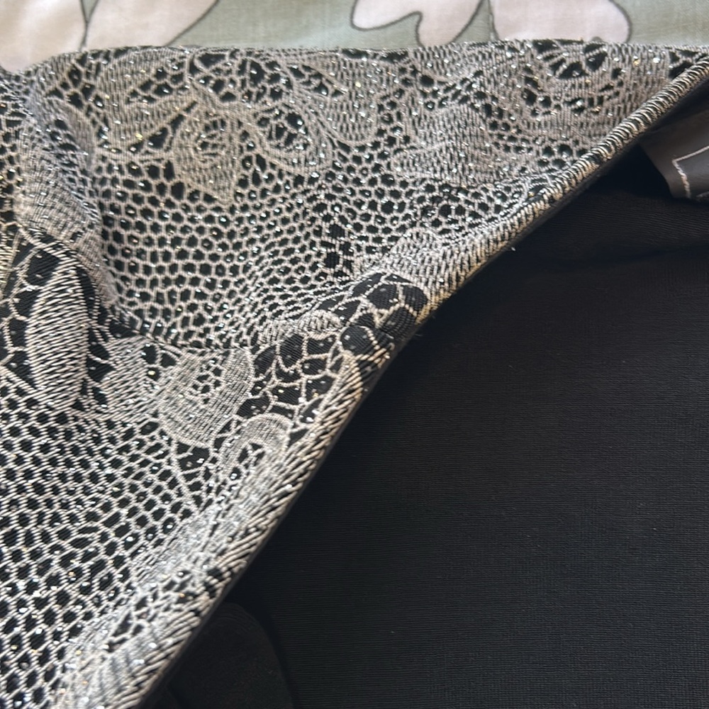 Alex‎ Evenings 2 Piece Dress Jacket Set Formal Shimmer Floral Silver/Black 14 - Picture 16 of 17